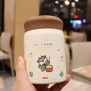 燜燒罐 食物罐 保溫罐 早餐杯 迷你燜燒杯 兒童寶寶燜粥神器 便攜不銹鋼保溫飯盒, 1個, 咖色320ml