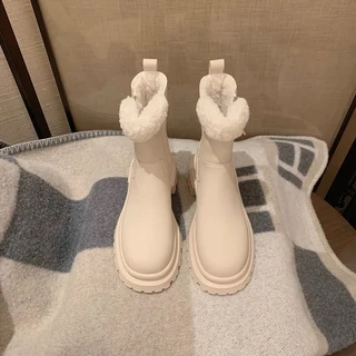 Daily毛毛內裡厚底短靴 時尚保暖秋冬女靴