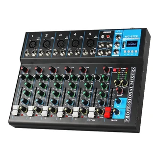 전문 7 채널 오디오 믹서 USB MP3 플레이어 믹싱 콘솔 DSP DJ, 02 EU Plug