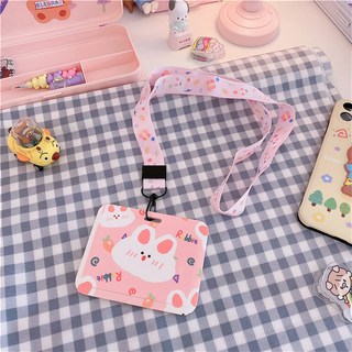 小橘朵朵生活館 小熊兔子識別證套 吊繩卡夾 悠遊卡學生證門禁卡適用, 2#胡蘿蔔兔頭, 1個