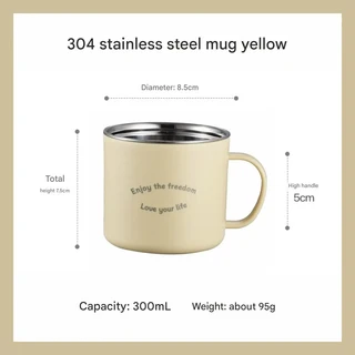 뚜껑이 있는 대용량 304 스테인레스 스틸 머그 – 매일 집이나 학생용으로 다채로운 커피 및 차 컵, 01 301-400ml, 05 300ml light yellow
