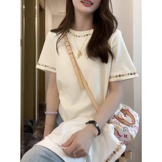 純棉新中式正肩短袖T恤女裝大碼微胖MM夏季顯瘦寬鬆獨特好看上衣