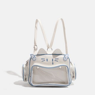 包包 YK韆禧辣妹大容量貓咪痛包新款吧唧穀子百搭單肩斜跨雙肩包, 淺藍色