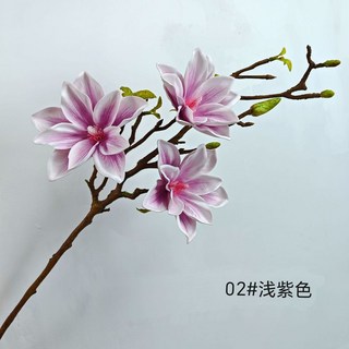 新中式福星玉蘭仿真花 餐廳臥室客廳酒店高檔攝影道具用花EVA仿真花永生花人造花乾燥花永不凋零拍照道具假花裝飾居家裝飾, 2#淺紫色