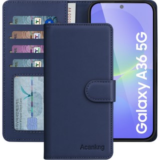 아칸크 갤럭시 A36 5G/SM-A366N 지갑형 가죽 카드수납 다이어리 휴대폰리 케이스+지문인식 보호필름 풀세트