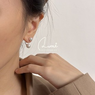 ALUMI 雙珍珠耳環 S925純銀大小貝珠耳環