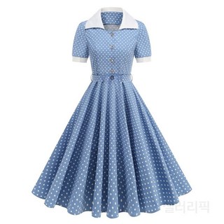 여성 코튼 폴카 도트 원피스 슬림핏 오픈 칼라 여름 바캉스룩 우아한 스타일 하객룩 결혼식 패션 빅사이즈 가능 데일리 편안한 착용감 30대 추천