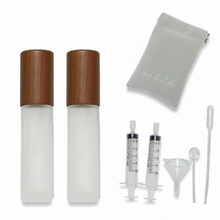 쇼핑쟁이 휴대용 향수 소분 공병 8ml +소분도구+파우치, 2개, 반투명