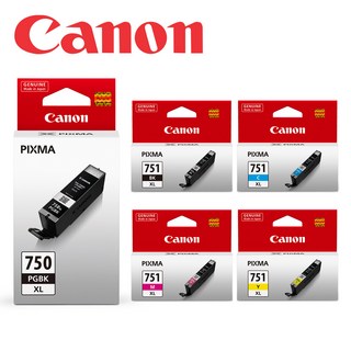 Canon PGI-750XL+CLI-751XL 原廠 XL 墨水匣組合 (2黑+3彩), PGI-750XL-BK+CLI-751XL-BK/C/M/Y 高容量墨水組(2黑+3彩), 1套