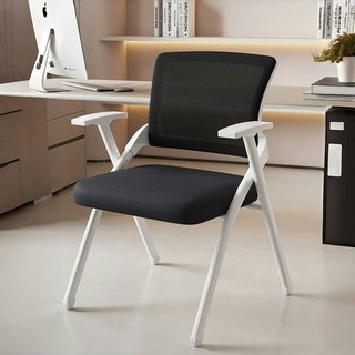 Shark家具 培訓椅 帶寫字板 可折疊 辦公椅 職員椅, 【白*深黑】*四把啓訂,可折疊*量大優惠