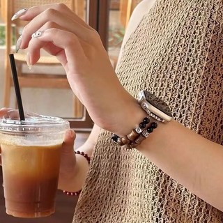 禪意小貓串珠手鍊錶帶 適用小米運動手環10代98pro腕帶 女款休閒新款錶帶, 禪意小貓串珠錶帶,小米8代/9代/10代 (nfc), 1個