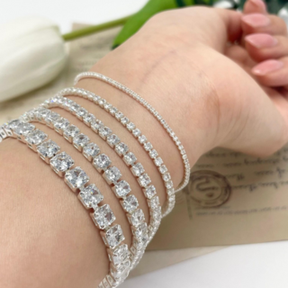 스왈 큐빅 테니스 팔찌 화이트 여성 남자 레이어드 써지컬 팔찌 5size