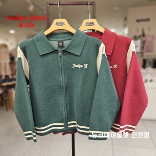 인디고뱅크키즈 [2024 가을 신상] @@신학기 스쿨룩 강츄!! @@품이 넓은 오버핏@@ 바시티 집업 가디건 IKCK24W03