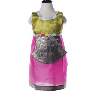 봉봉러브 색동앞치마 유아앞치마 어린이집앞치마 명절앞치마, 연두색+분홍색