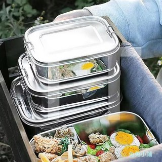 304不銹鋼便當盒 矩形可拆卸隔板食品容器 防漏分隔保鮮盒 野餐便當盒, 1個, 沒有分區,550ml