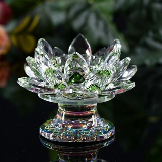 水晶蓮花燭臺 供佛酥油燈座【1815人好評】佛堂燈座 水晶蓮花燭臺家具工藝品, 高腳綠色