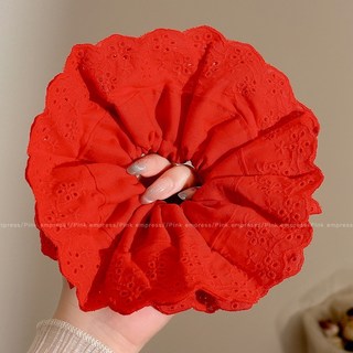 新年紅色大腸髮圈女氛圍感2026新款發繩超大頭花丸子頭扎頭髮頭繩