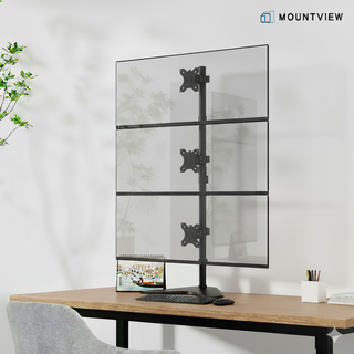 마운트뷰 상중하 수직 트리플 모니터암 스탠드형 거치대 MV12-C03V 27인치 32인치, 블랙 [BOM2118], 1개