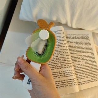 可愛卡通風手壓式手搖風扇，夏日戶外便攜手動風扇，輕巧方便，無需電池, 獼猴桃