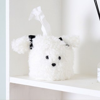 앤티키 강아지 5컬러 티슈케이스 두루마리 롤 휴지케이스, 1개, 화이트