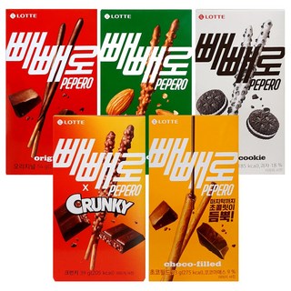 롯데웰푸드 빼빼로 5종 1개씩 (초코 오리지널54g+아몬드37g+화이트쿠키37g+크런키39g+초코필드53g), 1개