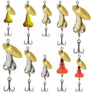 10개의 하드 메탈 인라인 스피너 미끼 침몰 낚시 키트 수중 미끼와 배스 트라우트 연어용 태클 박스..., 10개 하드 금속 인라인 스피너 베이트 침강형 낚시 미