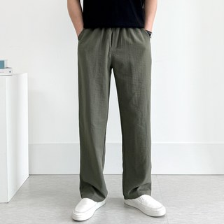 맨즈에버 아이스 스판 남자 여름 밴딩 바지 와이드 슬랙스 팬츠