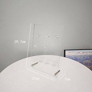 便攜透明亞克力留言板 學生宿舍記事桌面擺件, 1個, 亚克力展示架+5个透明磁钉