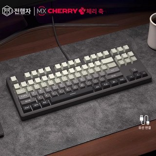 RICCKS RS8 텐키리스 무선 기계식 키보드 릭스 87키, 체리 MX RGB 레드스위치-핫스왑, 마이크로 더스트 87키 전면각인 유선, 적축