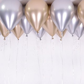 제이벌룬 천장풍선세트 컨페티 은박로즈골드 4색혼합 (풍선20개+컬링리본+스폰지닷), 천장풍선세트 크롬골드앤 실버 (풍선20개+컬링리본+스폰지닷)