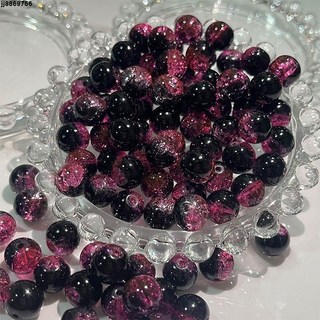 手工串珠 10mm玉碎冰裂感琉璃珠 DIY材料 漸變圓珠 手鏈項鏈配件