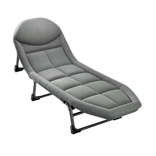 舒適摺疊床 單人午睡躺椅 便攜易收納 辦公室家用折疊床墊, 灰色