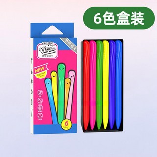 送塗色本！不沾手蠟筆 不髒手蠟筆 無毒蠟筆 蠟筆 兒童蠟筆 兒童禮物 幼兒蠟筆 安全無毒水溶性畫筆 花生蠟筆 油畫棒, 6色/盒裝蠟筆, 1個