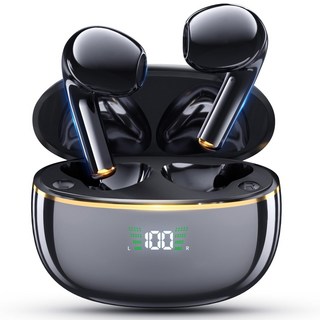 SMIRIA 노이즈 캔슬링 무선 이어폰 블루투스 5.3 자동 페어링 방수 배터리 잔량 확인, 블랙