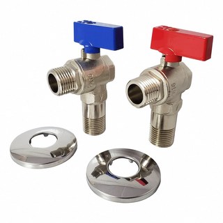 蝴蝶衛浴 銅製全通流量角閥 熱水器用 進水開關 大流量外牙 三角凡而 加大三角閥 球芯角閥 冷熱水皆適用, 1個, (B138)熱水用-紅柄+修飾蓋