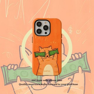 最新款 財迷小貓磁吸菲林二合一適用蘋果16/15promax手機殼14/13防摔12硬