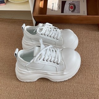 圓頭厚底小白鞋 韓版百搭休閒運動板鞋