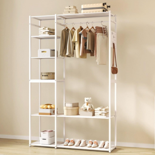 라보토리 철제 튼튼한 시스템 드레스룸 옷장 행거, 화이트 싱글