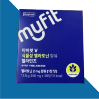 동국제약 마이핏V 식물성 멜라토닌 멜라민즈 450mg 마그네슘 아연 나이아신 트립토판, 2개, 30정