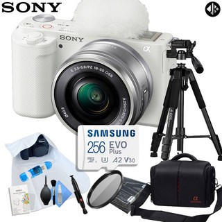 소니 ZV-E10 + 16-50mm 프리미엄 삼각대 패키지 (슬림 MCUV 40.5필터/가방/메모리 256GB), 화이트