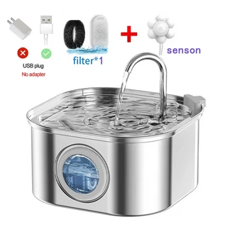 3.2L 고양이 자동 급수기 애완동물 스마트 유도 USB 필터 포함 스테인리스 강아지 용품, 02 1set-1filter-senson
