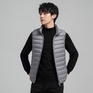 高品質白鴨絨羽絨背心男 保暖立領