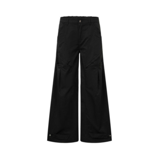 設計感解構工裝傘兵彎刀褲 復古寬鬆直筒休閒長褲