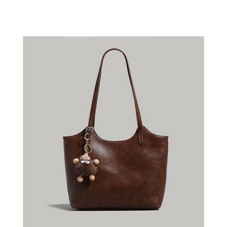 復古油蠟皮托特包 2026夏季新款大容量手提單肩包 - 上班通勤適用