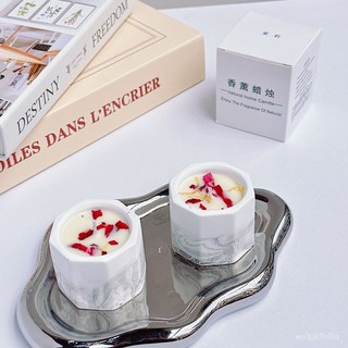 桂花香薰蠟燭 臥室家用禮盒 持久室內香氛擺件 禮物小衆高級, 1個, 薰衣草,石膏杯