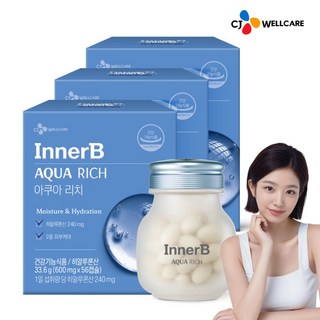 CJ 이너비 아쿠아리치 고함량 히알루론산 피부 건강, 3개, 33.6g