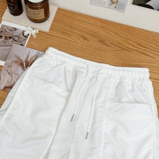 Fee現貨4色 大口袋高腰棉短褲 休閒闊腿純棉短褲 韓系運動休閒短褲