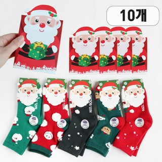 [니즈엘] 어린이 크리스마스 요술 양말 (3~10세) 고신축 국산 어린이집 유치원 초등 학생 성탄절 답례품 단체 선물, 성탄절요술양말(3~10세)+선물상자, 10개