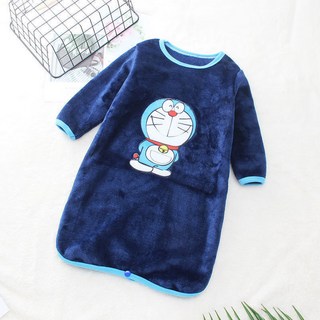 兒童睡袍春秋冬男女寶寶睡袋防踢被護肚雙面絨保暖居家睡裙卡通Doly
