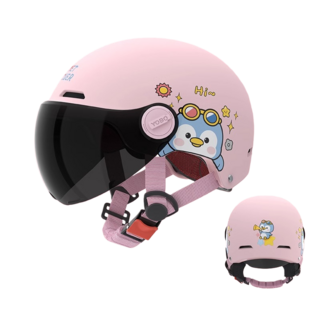 MILLANDA 3c 헬멧 오토바이 헬멧 큐티 헬멧 사계절 안전모, 핑크색-블랙 렌즈
